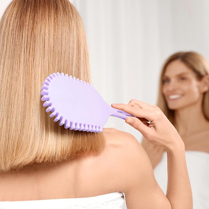 New Multifunctional Curly Hair Cushion Comb, 1Pc Oval New Air Cushion Comb WithHandle, Define Styling Brush,DetanglingHair Brush, Professional Hairstyle Comb, BouncingHair Brush (White Purple)