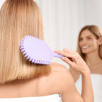 New Multifunctional Curly Hair Cushion Comb, 1Pc Oval New Air Cushion Comb WithHandle, Define Styling Brush,DetanglingHair Brush, Professional Hairstyle Comb, BouncingHair Brush (White Purple)