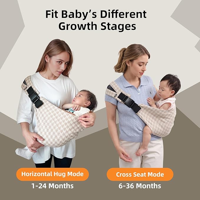 Baby Sling Carrier Newborn to Toddler, 2025 Upgraded Houndstooth Baby Sling - Image 2
