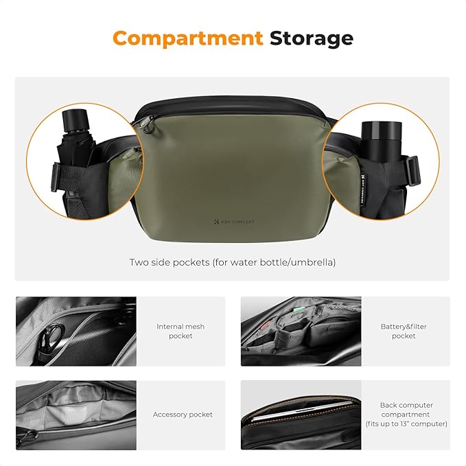 K&F Concept 2 in 1 Sling Bag Everyday Shoulder Bag & Multifunction Photography - Image 4