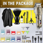 Karrte® Professional Hair Clippers for Men Hair Trimmer Barber Clippers Set Beard Trimmer Cordless Hair Cutting Grooming Haircut Kit with T-Blade Zero Gapped Rechargeable Adjustable LED Display