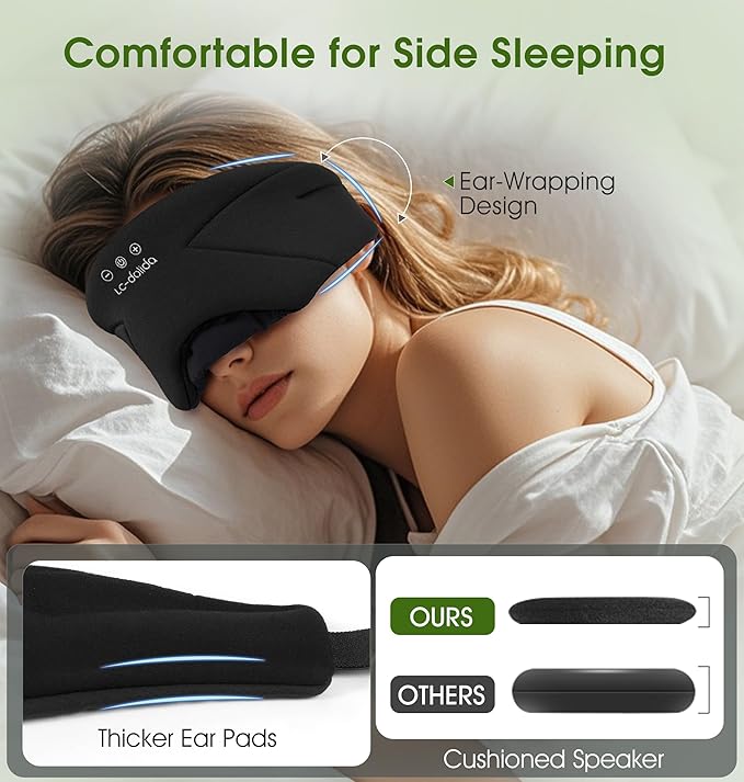 LC-dolida Sleep Mask with Headphones Bluetooth 5.4, Wireless Music Eye Mask - Image 3