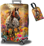 Luggage Cover Suitcase Protector + Tag, Spotted Horse Garden Travel Suitcase by BWEGRHE