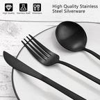 Matte Black Silverware Set, VANVRO 40-Piece Stainless Steel Flatware Set - Image 4