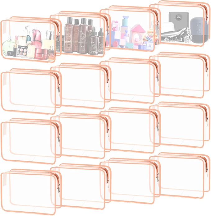 16 Pieces Clear Cosmetic Bags, Large Transparent Makeup Bags, TSA Approved by YedsIntu