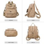 PU Leather Backpack Purse for Women Fashion Multipurpose Design Handbag Ladies - Image 3