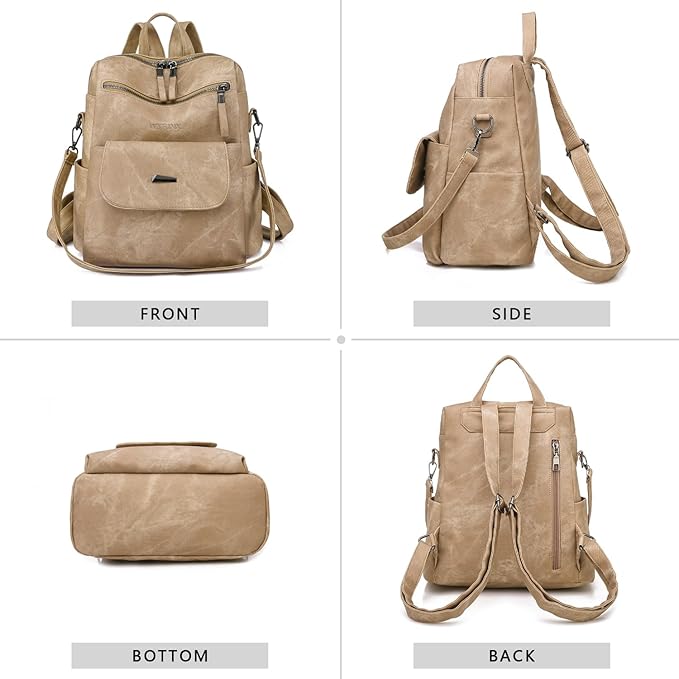 PU Leather Backpack Purse for Women Fashion Multipurpose Design Handbag Ladies - Image 3