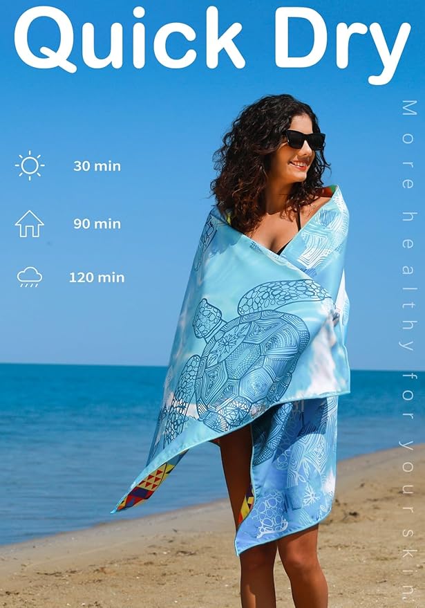 4 Pack Microfiber Lightweight Beach Towel Sand Free Quick Dry Absorbent Thin - Image 5