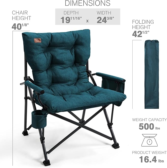 EVER ADVANCED Padded Oversized Folding Camping Chair - Image 7