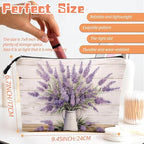 Cosmetic Bags Travel Makeup Toilet Case Waterproof Pouch for Women Girls 6.7X9.45inches - Lavender in A White Pitcher on A White - Wood Background