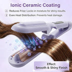 1&1.25 Inch Hair Crimper for Women to Adjustable Groove - Deep Waver Crimper Hair Tool - Waver Curling Iron - Anti-Scald Tech Hair Waver - Ionic Ceramic Coating for Long-Lasting,Fast Heating,Blue