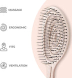 Ninabella Detangle Hair Brush for Women & Men - Does not Pull - Straightening Brushes for Straight & Curly Hair - Unique Spiral Detangling Hairbrush - Cream