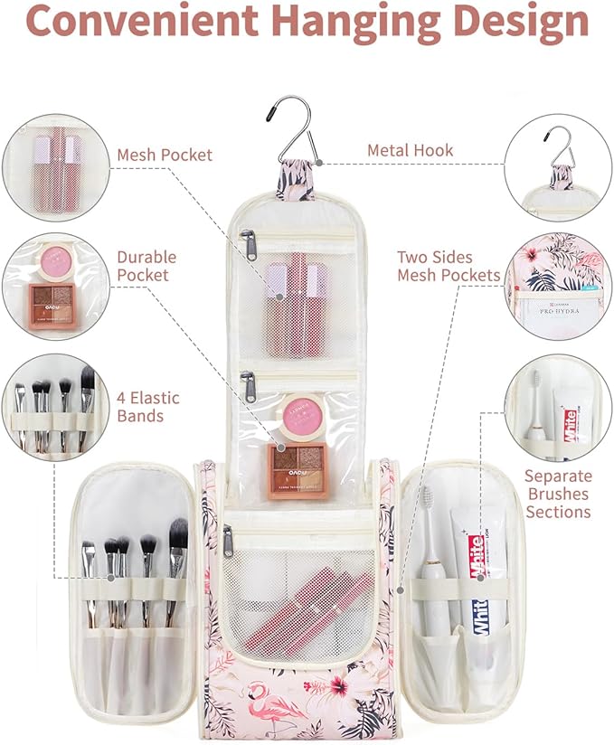 Narwey Small Hanging Toiletry Bag Women Travel Makeup Bag Organizer Toiletries - Image 2