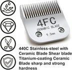 Docal 4FC Pet Dog Grooming Detachable Blades, Compatible with Andis Size-4FC Cut Length 3/8"(9.5mm), Most A5, KM Series Clippers,Made of Ceramic Blade & Stainless Steel Blade