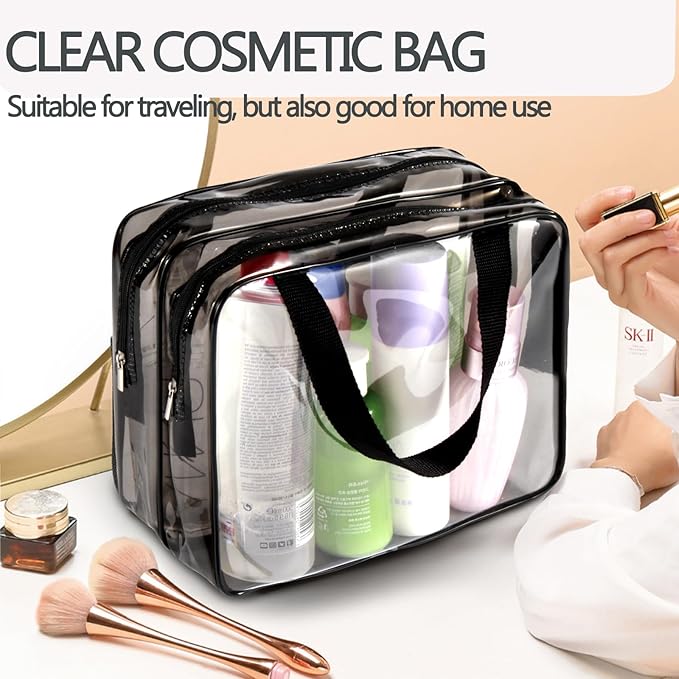 2Pcs Crystal Clear PVC Travel Toiletry Bag Kit - Image 6