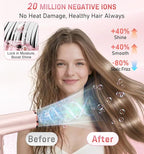 FMZ Professional Hair Blow Dryer with Smart Display, 1875W High Speed BLDC Motor for Fast Drying, Portable Mini Lightweight Quiet, Pink Curly Ionic Diffuser HairDryer for Women Girls Teen Salon Travel