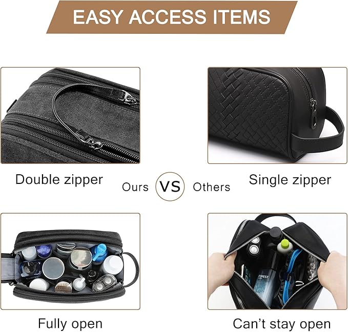 BAGSMART Toiletry Bag for Men, Canvas Travel Toiletry Organizer Dopp Kit - Image 4