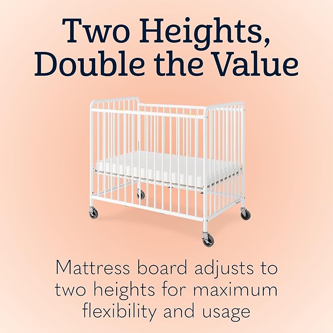 Foundations Chelsea Slatted Metal Compact Daycare Crib, Compact Mini Size - Image 7