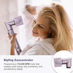 7MAGIC Hot Air Styler Wrap, 7 in 1 Professional Hair Dryer Brush with Auto-Wrap Curlers, Fast Drying Blow Dryer, Volumizing Straightening Styling Multi-Styler No Heat Damage, Travel Case (Purple)