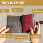 GARZINI Passport Holder with AirTag, Passport Wallet with RFID, Travel - Image 3