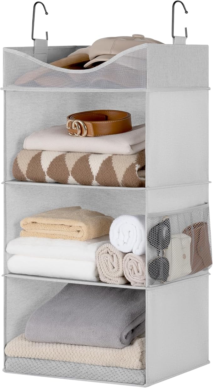 StorageWorks Hanging Closet Organizer, 3-Shelf Hanging Closet Shelves by StorageWorks