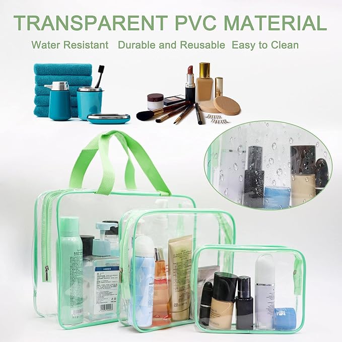 APREUTY Clear Makeup Bags, TSA Approved 6 Pcs Cosmetic Makeup Bags Set Clear PVC - Image 3