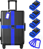 8 Pack Luggage Straps and Tags Set, Luggage Straps by Gostwo