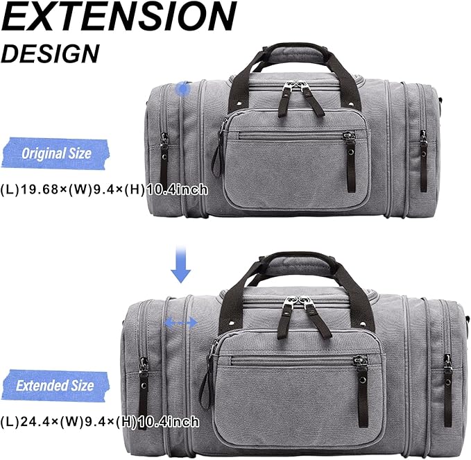 Felipe Varela Duffle Bag for Men, Expandable Canvas Duffel Bag for Travel - Image 2