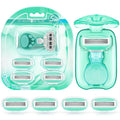 DreamGenius Travel Razors for Women Include 1 Handle and 5 Cartridges, Extra by DreamGenius