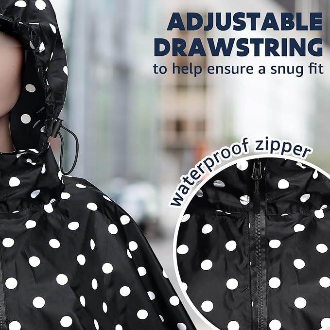 ANYOO Waterproof Rain Poncho Lightweight Reusable Hiking Hooded Coat Jacket - Image 5