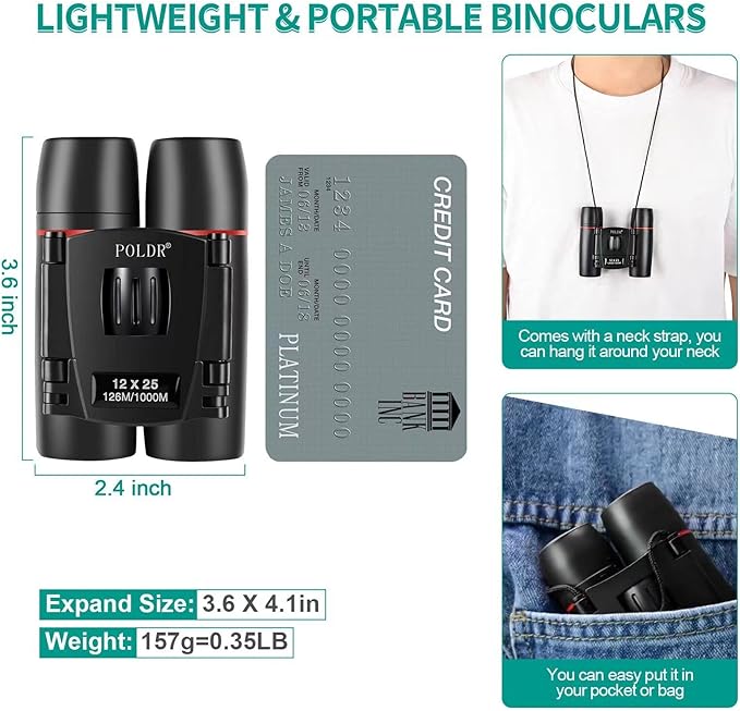 POLDR 12X25 Small Binoculars - Image 5