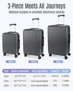 LIGHT FLIGHT Luggage Sets, Durable Hard Shell 3 Piece Set Suitcase - Image 8