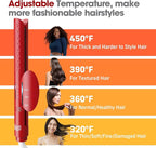 Quico Hair Straightener, 110-240V Global Travel Hair Straighteners for Women, 15s Fast Heating, Professional Negative Ion Flat Iron, Temp Memory, 320℉-450℉, Auto-Off, with Glove and Clips, Gift, Red
