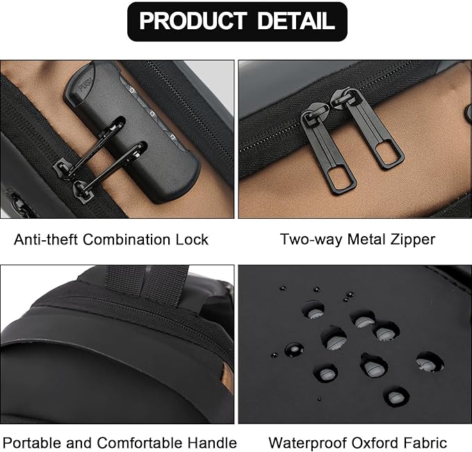 Sling Bag for Men Anti-theft USB Crossbody Shoulder Backpack Purse Waterproof - Image 3