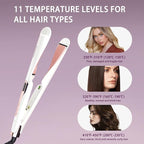 ANGENIL Pro Tourmaline Ceramic Twist Hair Straightener, Dual Voltage Flat Iron Curling Iron in One, Round Flat Iron with Silicone Heat Resistant Mat, LCD Display, 11 Adjustable Temp, 20S Fast Heating