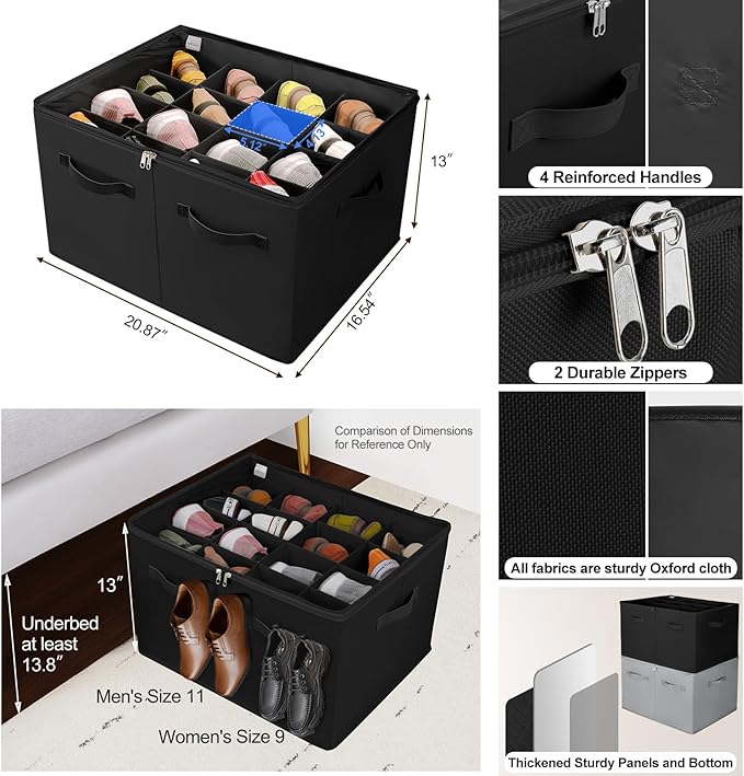 Shoe Organizer for Closet 2 Pack, Foldable Shoe Box - Image 2