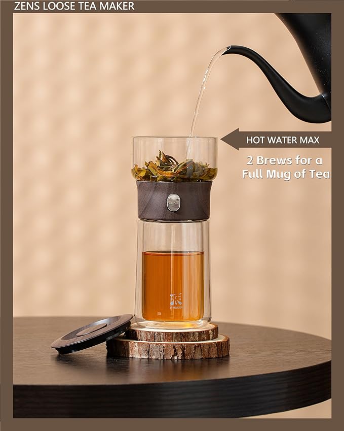 ZENS Modern Glass Infuser Teapot, One Touch Tea Maker - Image 3