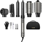 7MAGIC 6 in 1 Multi Hair Styler Dryer Brush, 110,000 RPM High-Speed, Negative Ionic, Fast Drying for Professional Blow Dry, Curling, Volumizing, Straightening and Styling, Silver