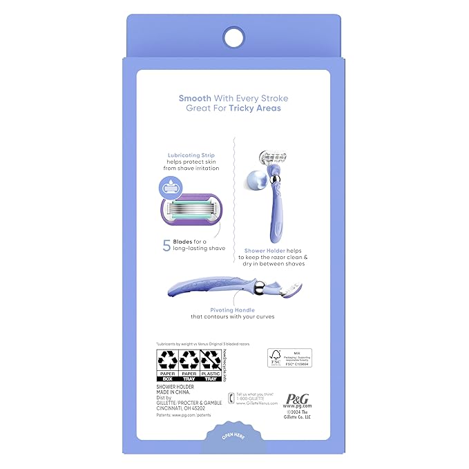 Gillette Venus Deluxe Smooth Swirl Women's Razor Handle + 2 Blade Refills - Image 10