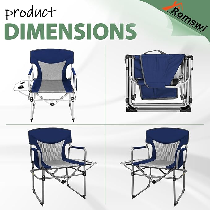 Romswi 2PK Folding Director Chairs, Camping Chair - Image 8