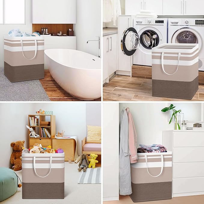 HomeHacks 2-Pack Large Laundry Basket, Waterproof, Freestanding Laundry Hamper - Image 6
