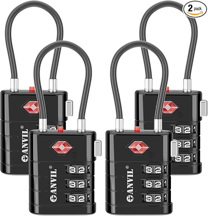ANVIL TSA Approved Luggage Locks – High Security TSA008 Combination Travel Locks by ANVIL
