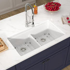 33 Inch Undermount White Granite Composite Kitchen Sink Under Counter Quartz - Image 4