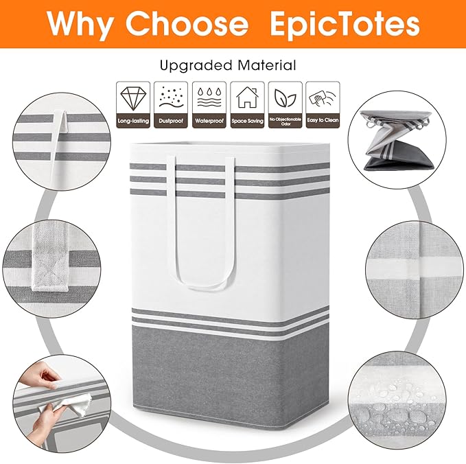 2 Pack Large Home Laundry Basket, Laundry Hamper, Freestanding Waterproof Dirty - Image 4