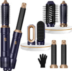 6 in ONE Blow Dryer Brush, Curling Wand Hair Styling Tools Set, Ionic Hot Air Hair Dryer, Massage Oval Hair Dryer, Left&Right Hair Curlers 100-120V
