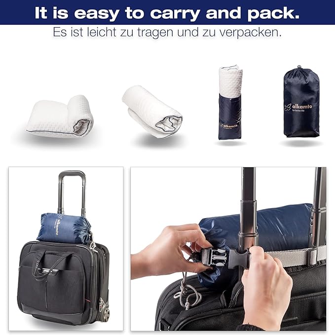 Travel & Camping Comfortable Memory Foam Pillow – Easy to Carry Portable Bag – - Image 9