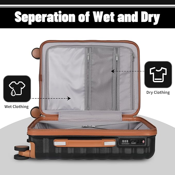 Lightweight Luggage with Spinner Wheels & YKK Zipper, 3-Piece Suitcase ABS+PC - Image 6