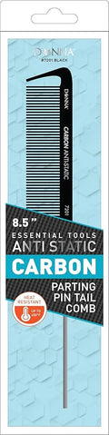 DONNA Carbon Parting Pintail Comb – 8.5″ Anti-Static Heat-Resistant Hair Styling Comb for Sectioning, Braids & Precision Parting – Professional Grade – Black