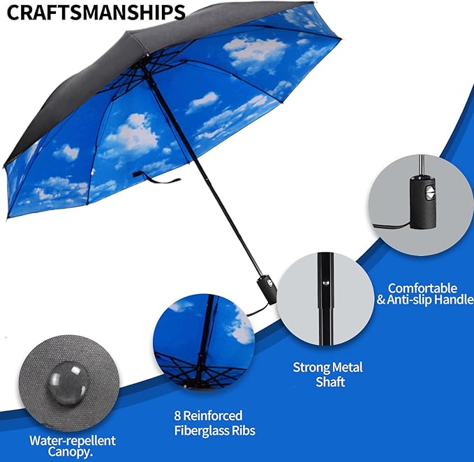 LLanxiry Compact Travel Umbrella, Mini Windproof Umbrellas - Image 4