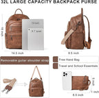 Backpack Purse for Women Laptop Backpack, Leather Travel Backpack Shoulder Bag - Image 3